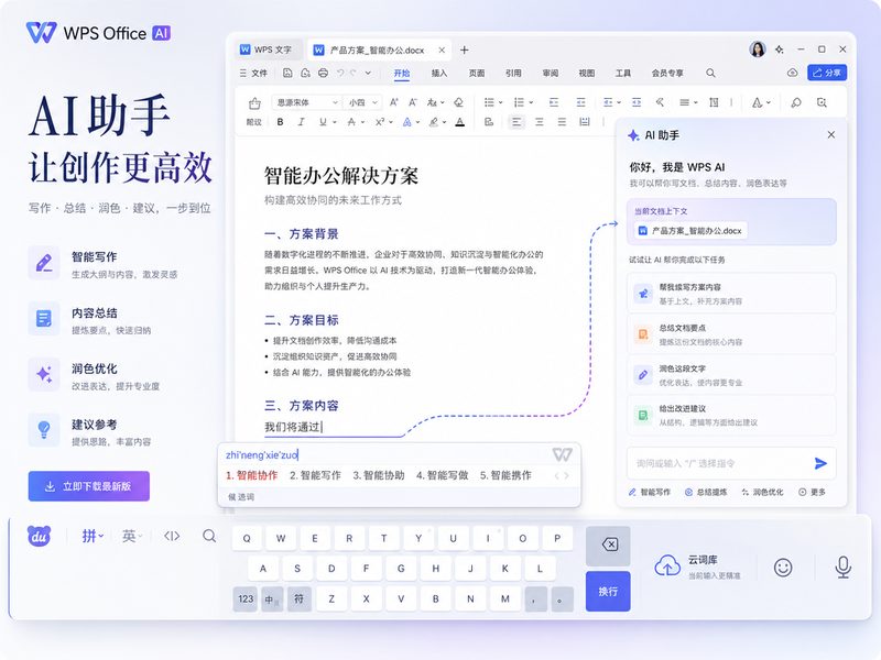 WPS AI 智能办公流程示意图